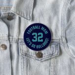 Navy and Teal Football Mum Jersey Number 7.5 Cm Round Badge<br><div class="desc">Cheer on your favourite sports team, football player or just show off your school pride with a custom personalised spirit button! Add your school name or personalise with a player's name and jersey number. Perfect for football, basketball, baseball and soccer games! Create custom pins for the whole team, cheerleaders, parents...</div>