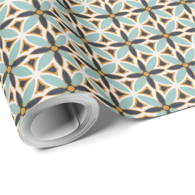 Navy and teal green textured mosaic Wrapping Paper (Roll Corner)