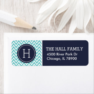 Navy and Turquoise Chevron Monogram