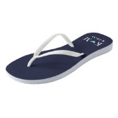 Navy and Turquoise Modern Wedding Monogram Jandals (Angled)