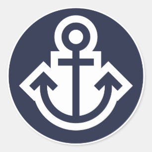 Navy and White Anchor Stickers