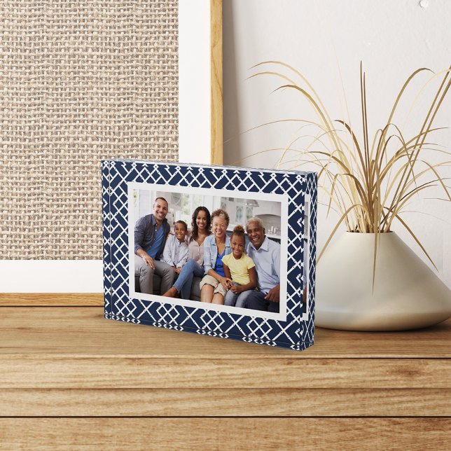 Navy and White Bamboo Lattice Frame Photo Block (Creator Uploaded)