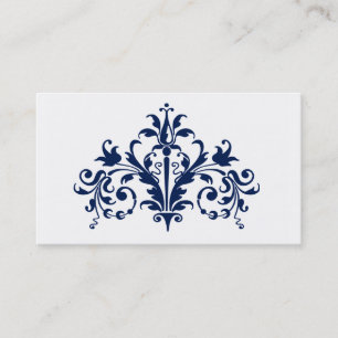 Navy and White Baroque Business Card