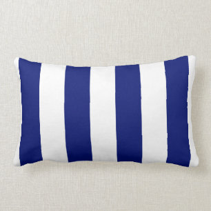 Navy and White Bold Vertical Stripes Lumbar Cushion