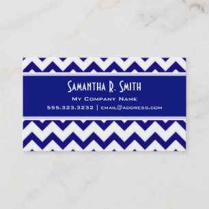 Navy and White Chevron Pattern Business Card
