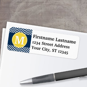 Navy and White Chevron Pattern Custom Monogram