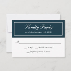 Navy and White Classic Simple Elegant Wedding RSVP