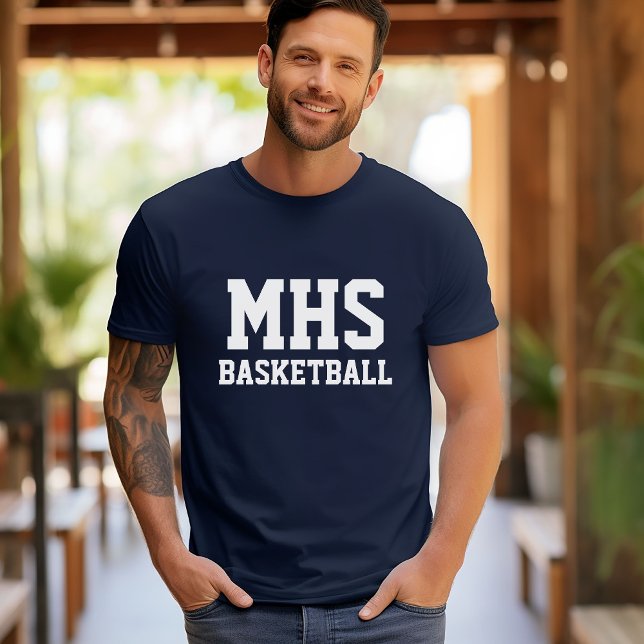 Navy and White Custom Basketball Team Spirit T-Shirt (Creator Uploaded)