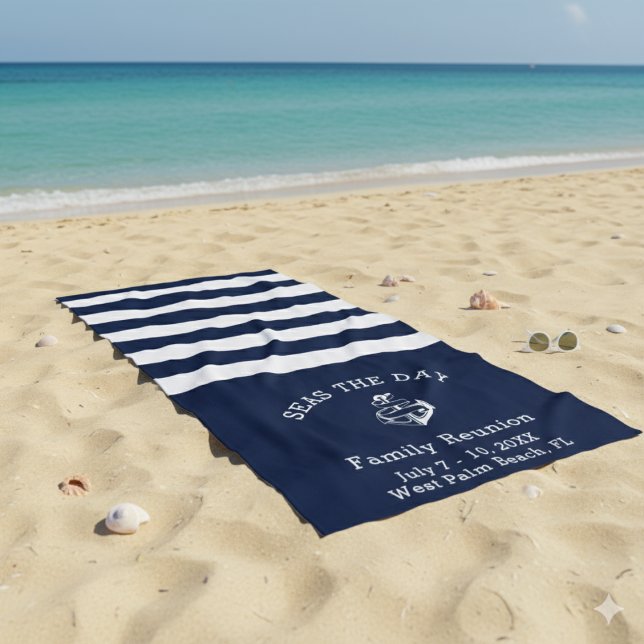 Navy and White - Design Your Own Beach Towel  (Creator Uploaded)