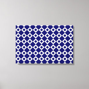 Navy and White Diamond Pattern Canvas Print