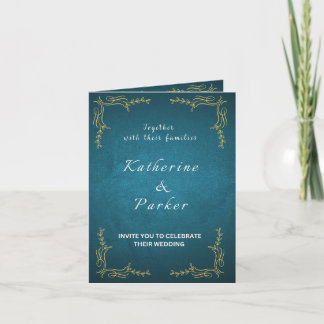 Navy and White Elegant Wedding Invitation Portrait