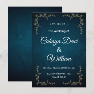 Navy and White Elegant Wedding Invitation Portrait