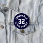 Navy and White Football Mum Jersey Number 7.5 Cm Round Badge<br><div class="desc">Cheer on your favourite sports team, football player or just show off your school pride with a custom personalised spirit button! Add your school name or personalise with a player's name and jersey number. Perfect for football, basketball, baseball and soccer games! Create custom pins for the whole team, cheerleaders, parents...</div>