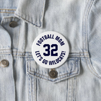 Navy and White Football Mum Jersey Number 7.5 Cm Round Badge