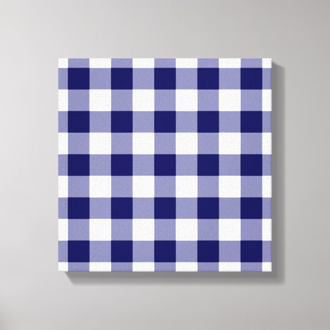 Navy and White Gingham Pattern Canvas Print (Front)