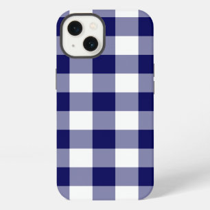 Navy and White Gingham Pattern iPhone 13 Case