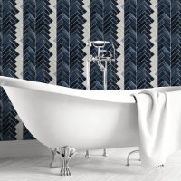 Navy and White Herringbone Chevron