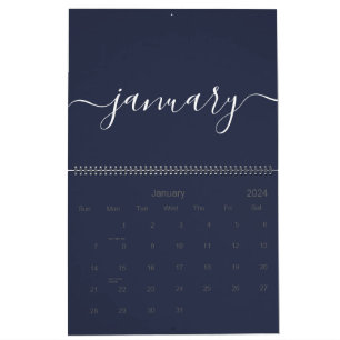 Navy and White Minimalist 2027 Calendar