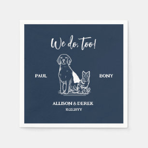 Navy and White Minimalist Dog Cat Pet Wedding Napkin