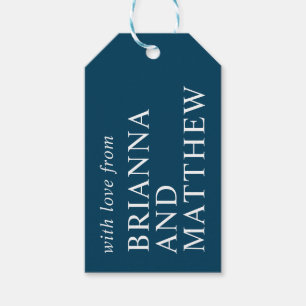 Navy and White Modern Typography Wedding Thank You Gift Tags
