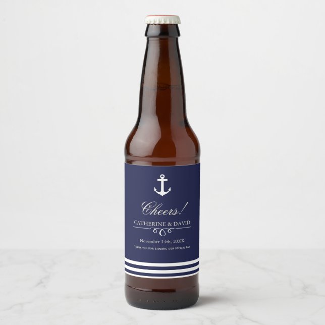 Navy and White Nautical Berr Bottle Labels (Front)