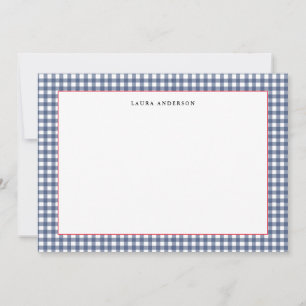Navy and white Nautical Gingham flat Thank You Card