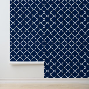 Navy and White Quatrefoil - Background Changeable Wallpaper