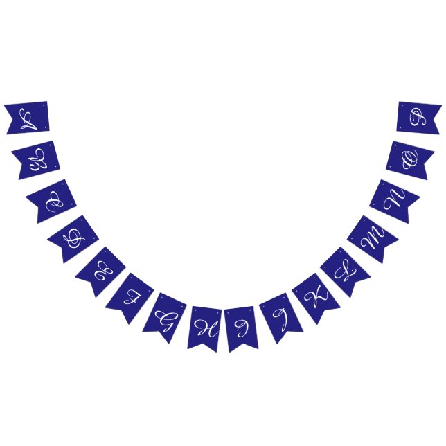 Navy and White Script Letters Custom Bunting (All)