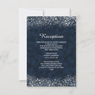 Navy and White Stardust Reception Invitation