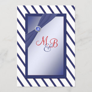Navy and White Stripe Monogrammed Invitation