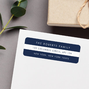 Navy and White Stripe Return Address