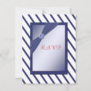 Navy and White Stripe RSVP Card