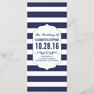 Navy and white stripes chic wedding programs programme