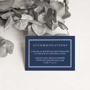 Navy and White Wedding Hotel Accommodation Cards