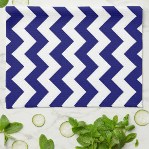 Navy and White Zigzag Tea Towel