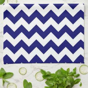 Navy and White Zigzag Tea Towel