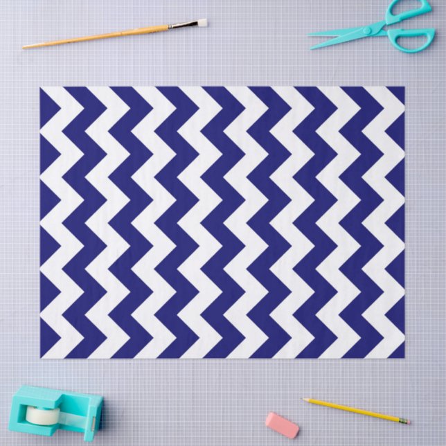 Navy and White Zigzag Tissue Paper (Craft)