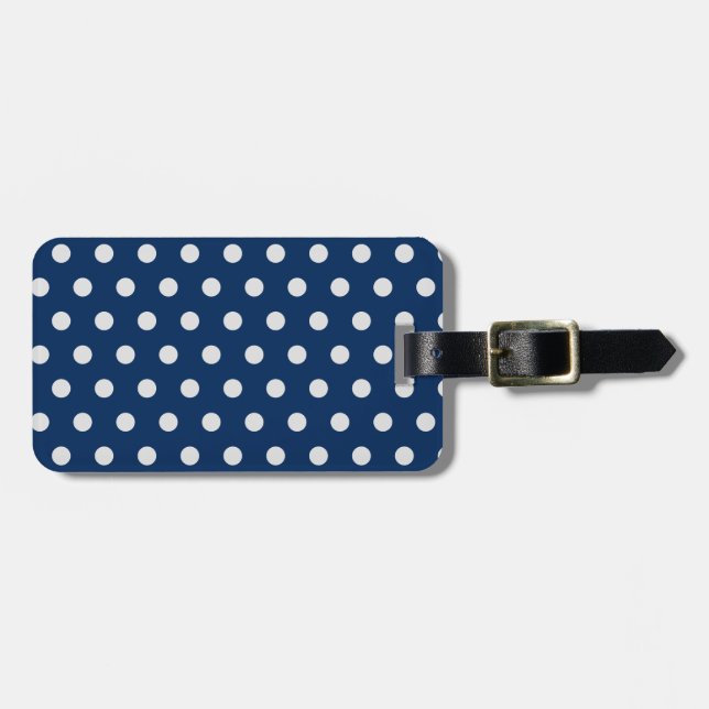 Navy and WhitePolka Dot Luggage Tag (Front Horizontal)
