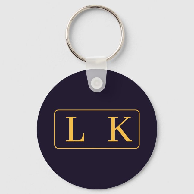 Navy and Yellow Best Friends monogrammed Key Ring (Front)