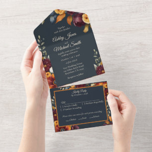 Navy and Yellow Fall Wildflower All In One Invitation