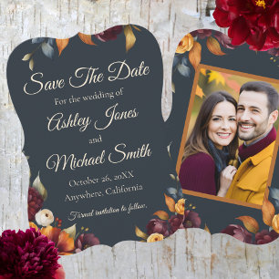 Navy and Yellow Fall Wildflower Save The Date