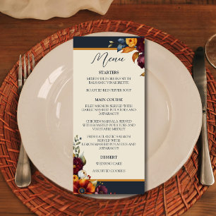 Navy and Yellow Fall Wildflower Wedding Menu