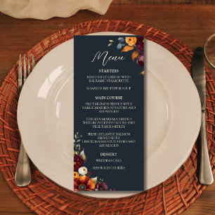 Navy and Yellow Fall Wildflower Wedding Menu