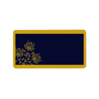 Navy and Yellow Floral Mailing Address Label