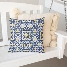 Navy and Yellow Mediterranean Tile Pattern