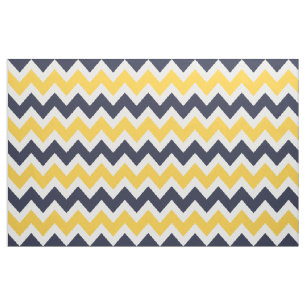 Navy and Yellow Modern Chevron Large Scale Fabric