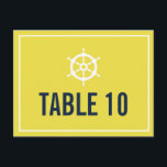 Navy and Yellow Nautical Table Number Postcard<br><div class="desc">Navy and Yellow Nautical Helm Table Number Postcard 
 
  Dark navy blue and yellow thank you card with a white helm illustration. This is perfect for nautical themed weddings or sea and ocean themed weddings.  



  



  


com 
  



  



  


com 
  


com</div>