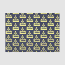 Navy and Yellow Sailboat Tissue Paper