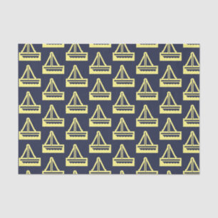 Navy and Yellow Sailboat Tissue Paper