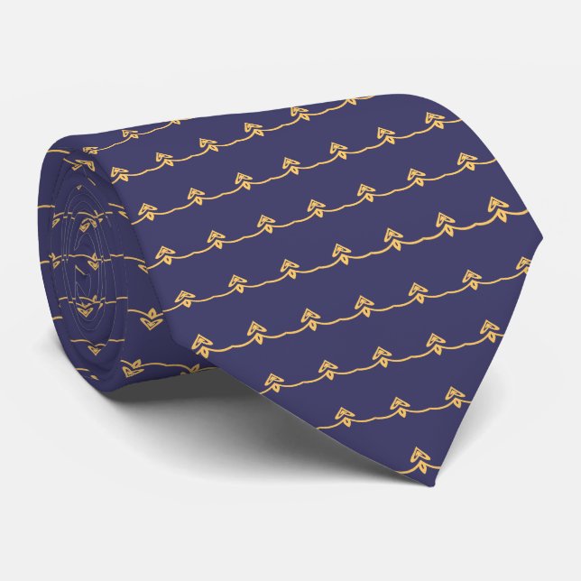 Navy and Yolk Yellow Tie (Rolled)